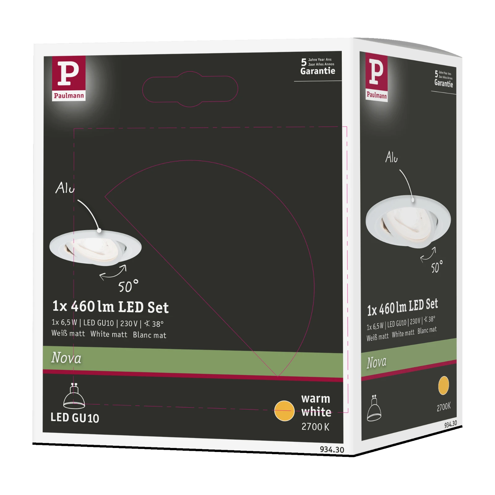 Paulmann LED-inbouwspot Nova 6,5W GU10 wit O84mm - 1-spot