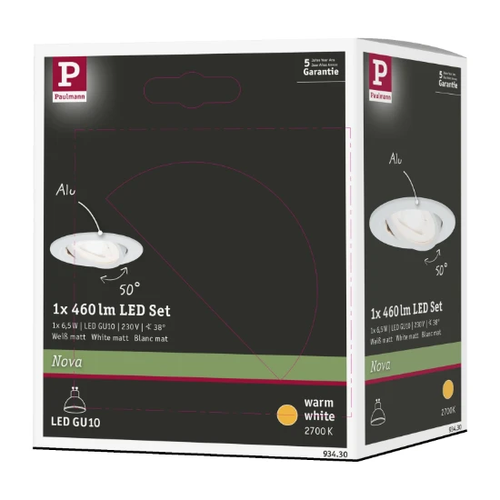 Paulmann LED-inbouwspot Nova 6,5W GU10 wit O84mm - 1-spot