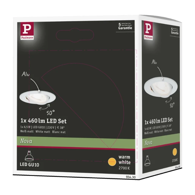 Paulmann LED-inbouwspot Nova 6,5W GU10 wit O84mm - 1-spot