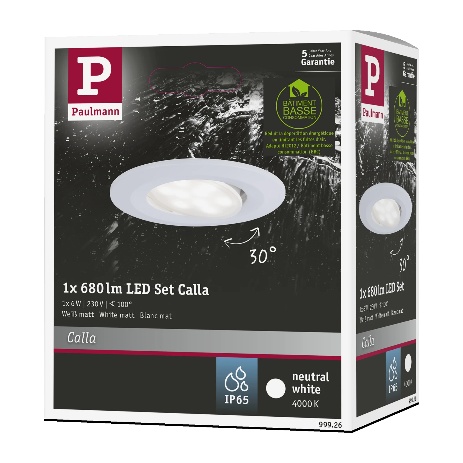 Paulmann LED-inbouwspot Calla 6W IP65 wit O90mm