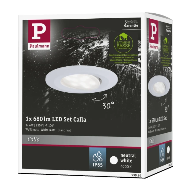 Paulmann LED-inbouwspot Calla 6W IP65 wit O90mm