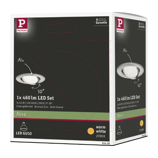 Paulmann LED-inbouwspot Nova 6,5W GU10 staal O51mm - 1-spot