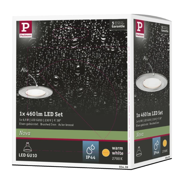 Paulmann LED-inbouwspot Nova 6,5W GU10 staal O78mm - 1-spot