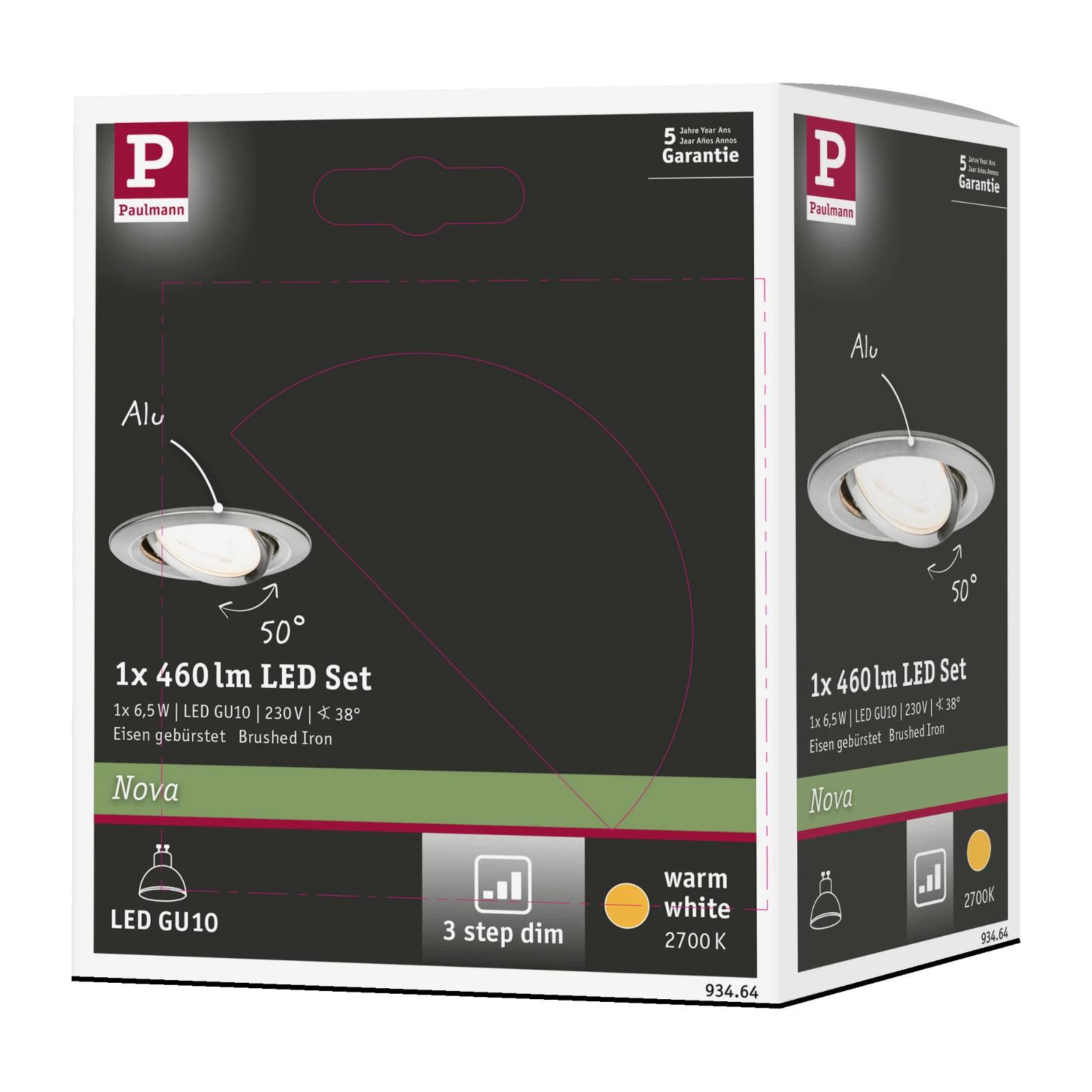 Paulmann LED-inbouwspot Nova 6,5W GU10 staal O84mm - 1-spot