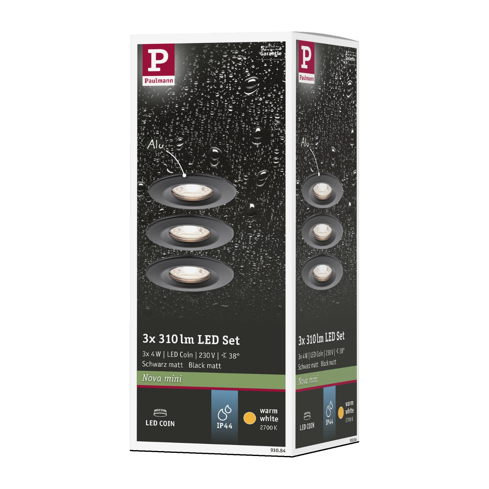 Paulmann LED-inbouwlamp Nova Mini Coin basisset Star zwart O66mm - 3-spots