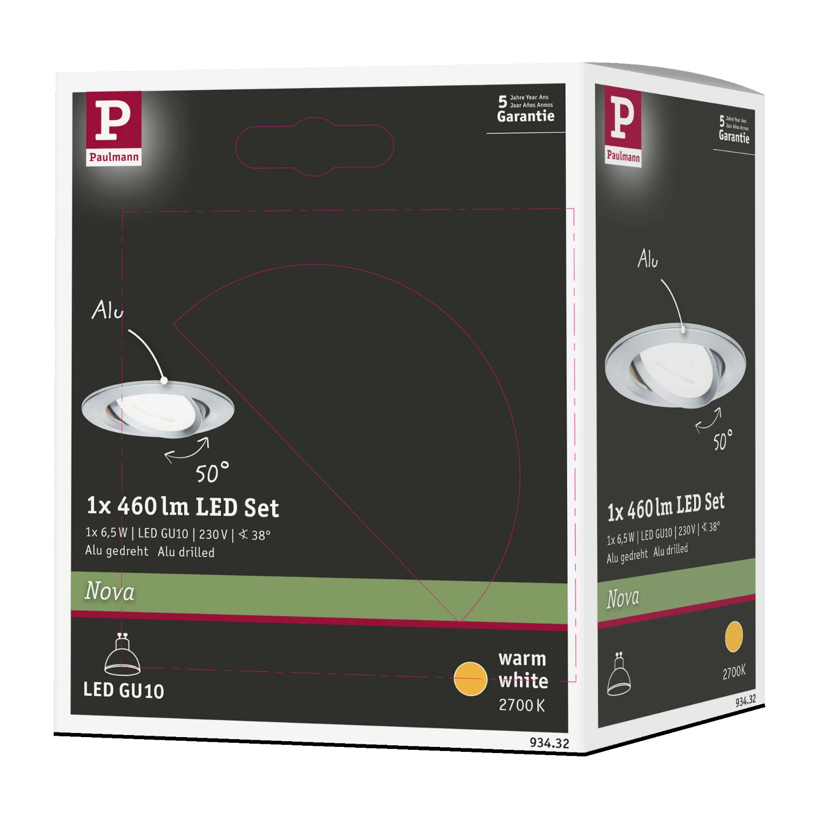 Paulmann LED-inbouwspot Nova 6,5W GU10 aluminium O84mm - 1-spot