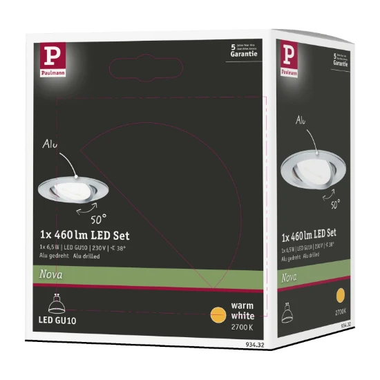 Paulmann LED-inbouwspot Nova 6,5W GU10 aluminium O84mm - 1-spot