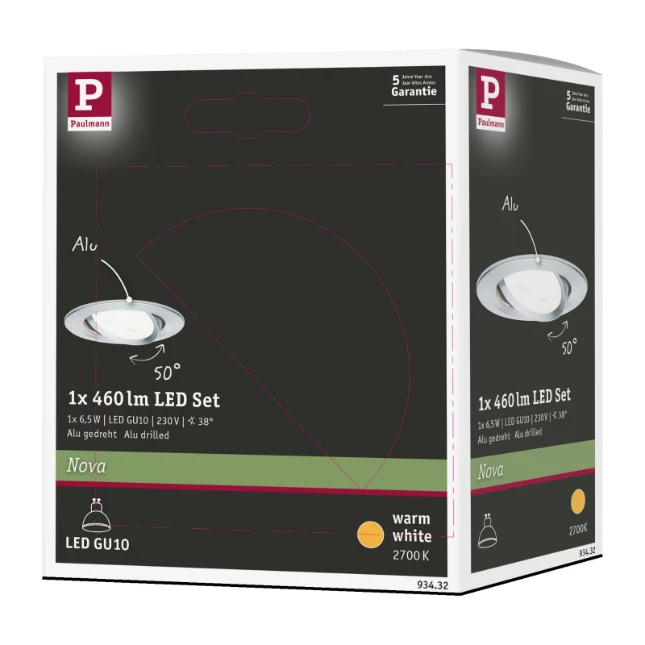Paulmann LED-inbouwspot Nova 6,5W GU10 aluminium O84mm - 1-spot