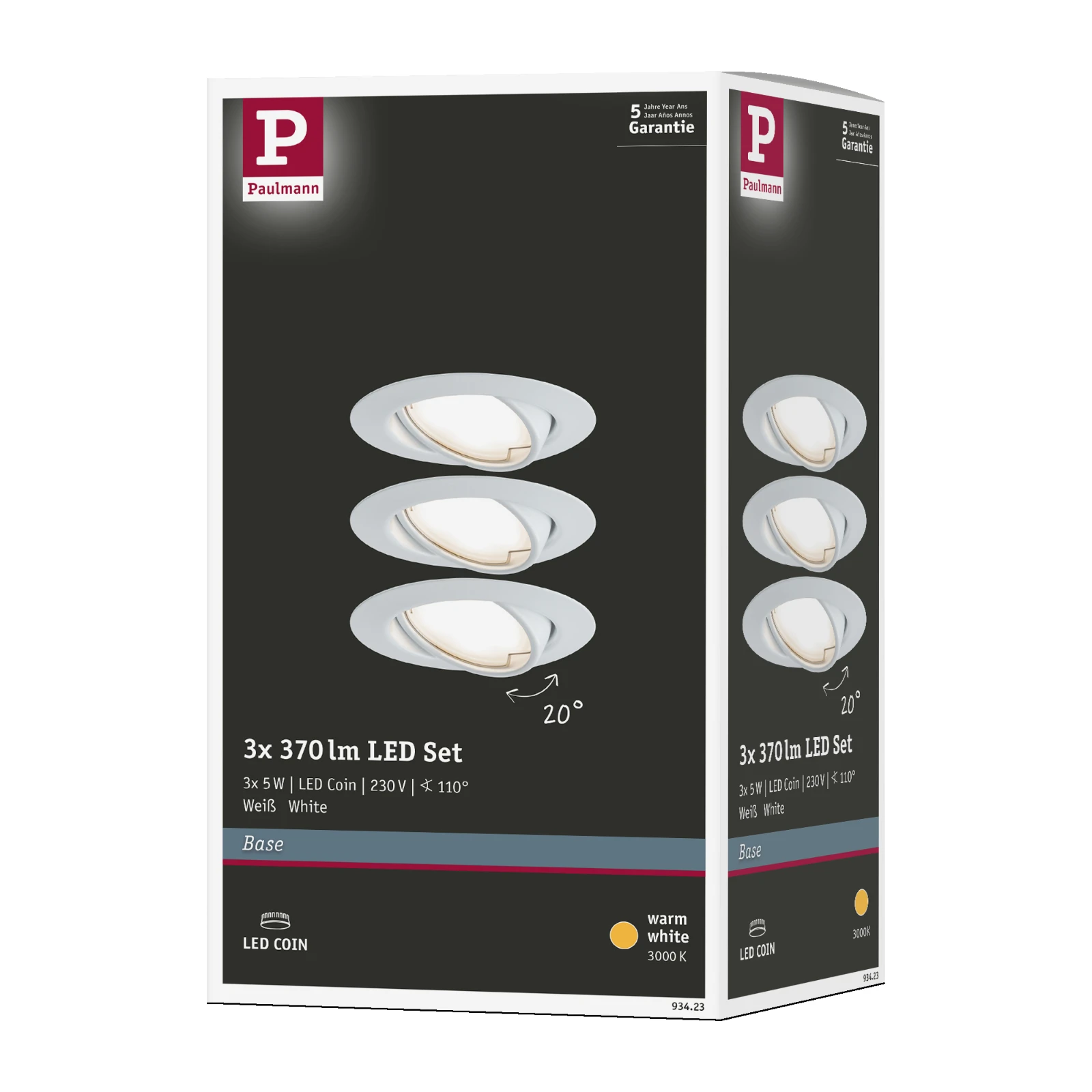 Paulmann LED-inbouwspot Base Coin bassisset 5W wit O90mm 3-spots