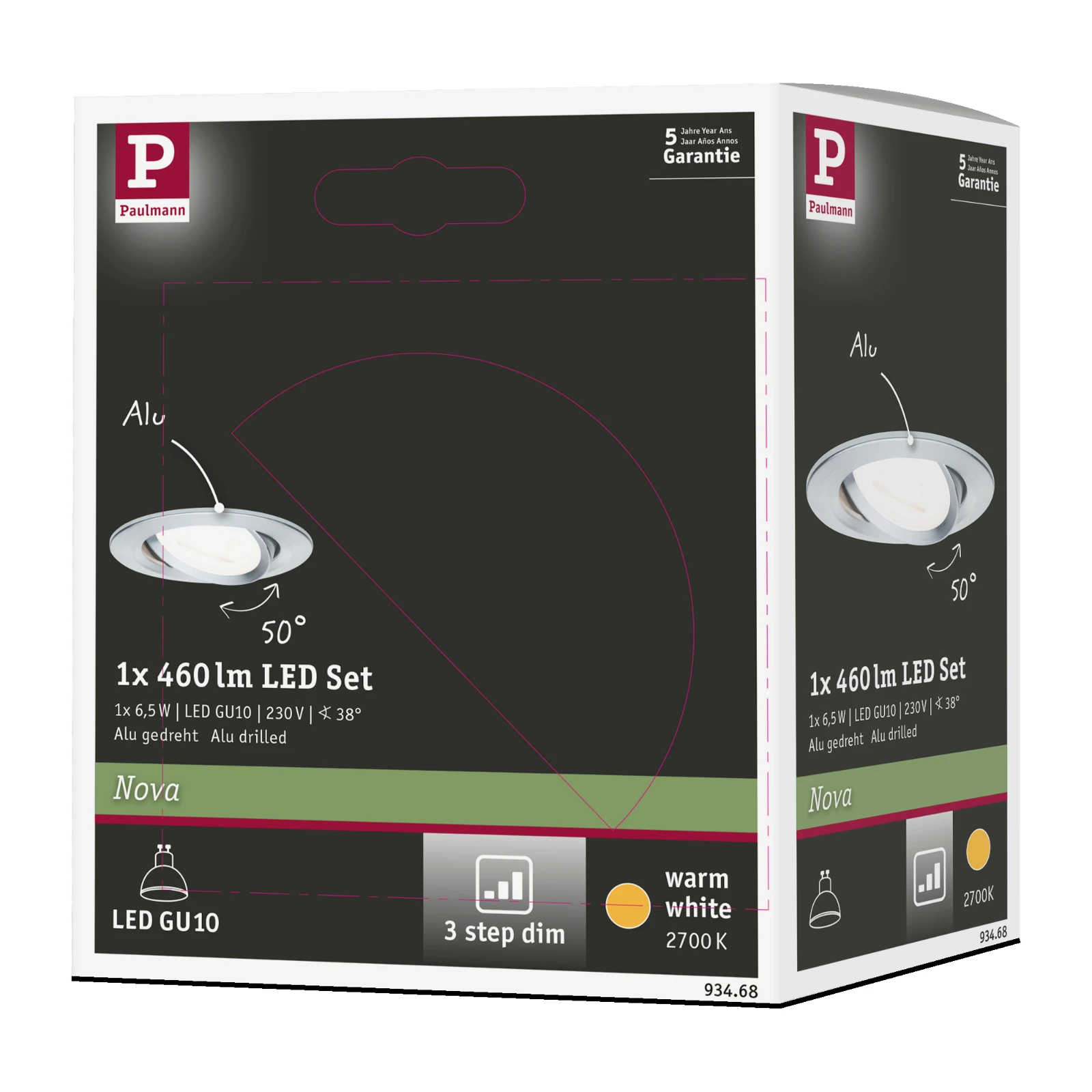 Paulmann LED-inbouwspot Nova 6,5W GU10 aluminium O84mm - 1-spot