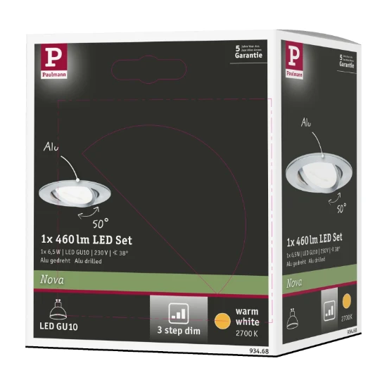 Paulmann LED-inbouwspot Nova 6,5W GU10 aluminium O84mm - 1-spot