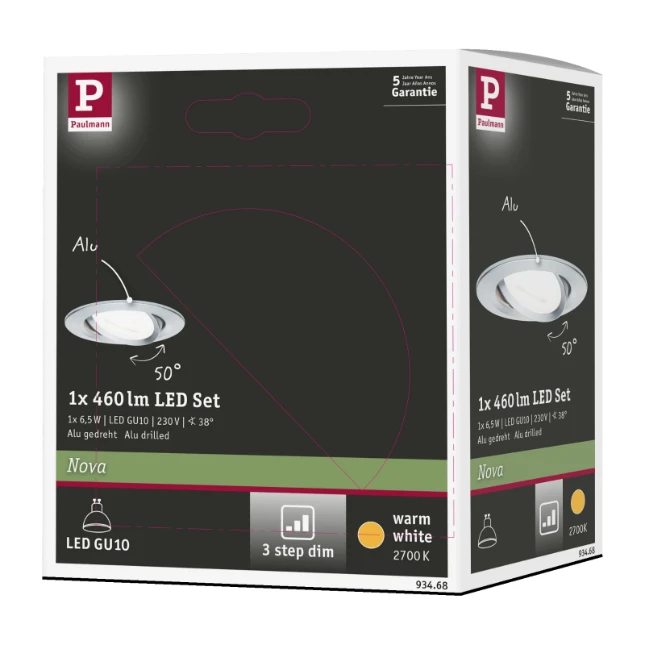 Paulmann LED-inbouwspot Nova 6,5W GU10 aluminium O84mm - 1-spot