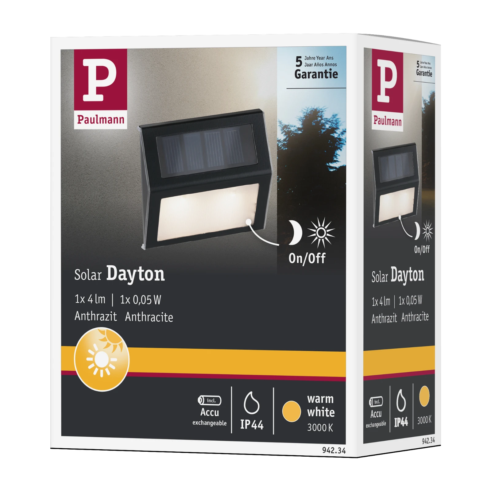 Paulmann Outdoor Solar LED-traplamp Dayton IP44 3000K antraciet