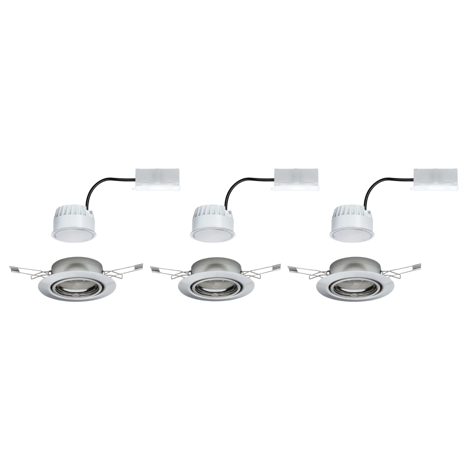 Paulmann LED-inbouwspot Base Coin bassiset 5W GU10 staal O90mm - 3-spots