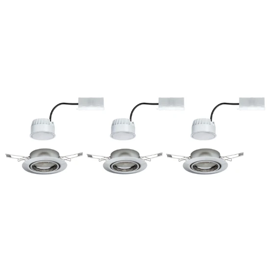 Paulmann LED-inbouwspot Base Coin bassiset 5W GU10 staal O90mm - 3-spots