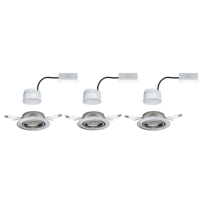 Paulmann LED-inbouwspot Base Coin bassiset 5W GU10 staal O90mm - 3-spots