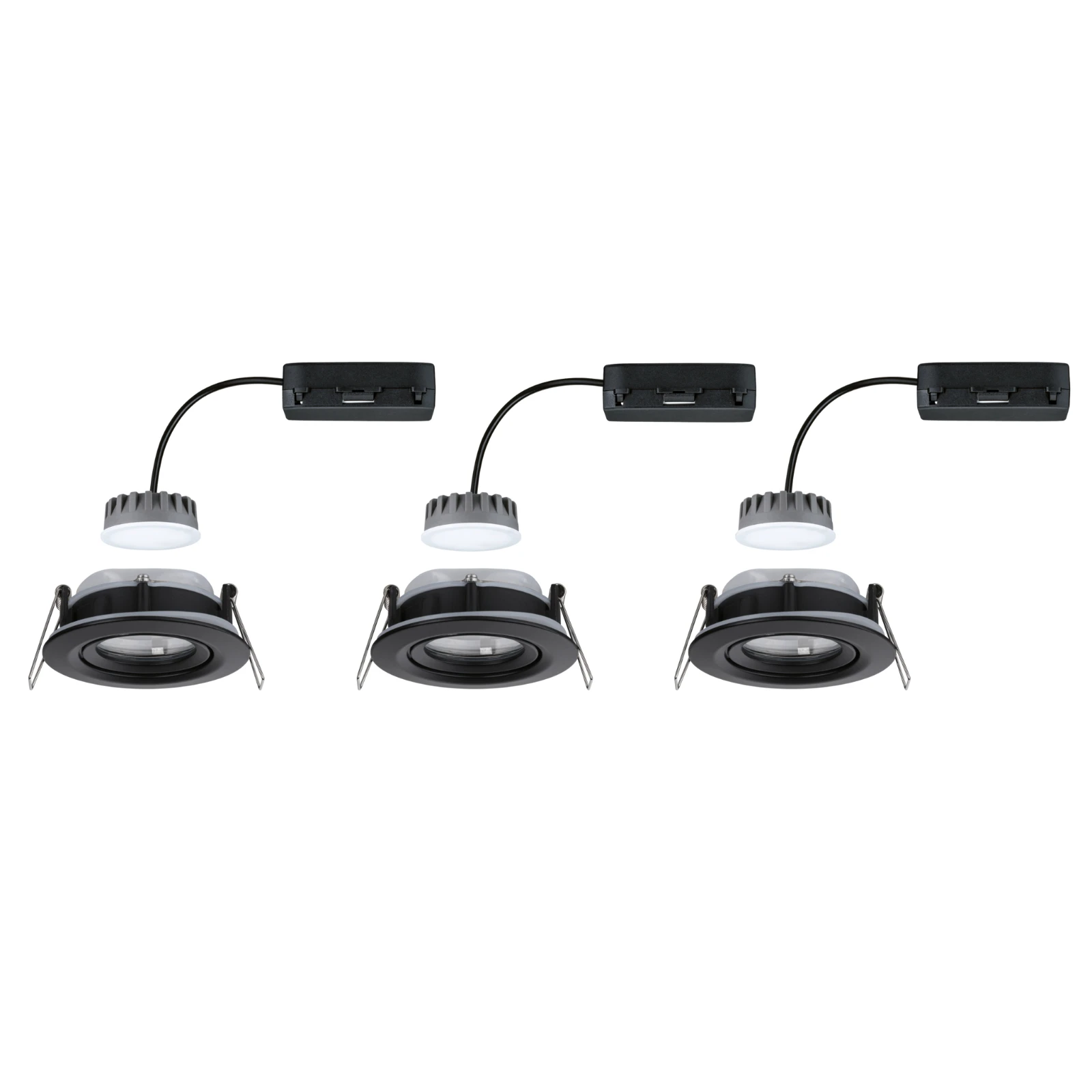 Paulmann LED-inbouwlamp Nova Plus Coin basisset IP65 6W zwart O93mm - 3-spots