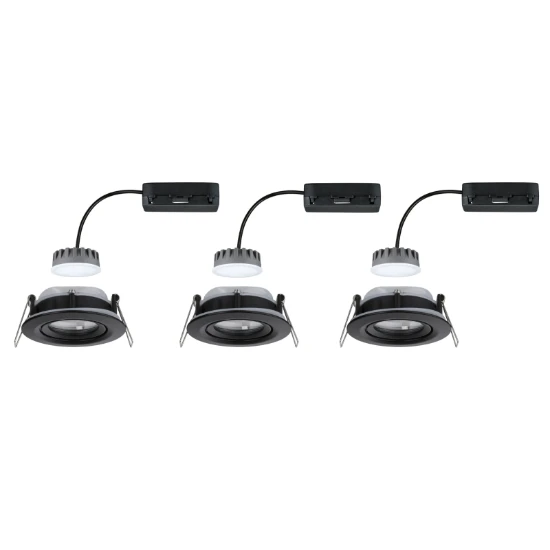 Paulmann LED-inbouwlamp Nova Plus Coin basisset IP65 6W zwart O93mm - 3-spots