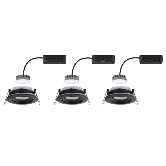 Paulmann LED-inbouwlamp Nova Plus Coin basisset IP65 6W zwart O93mm - 3-spots