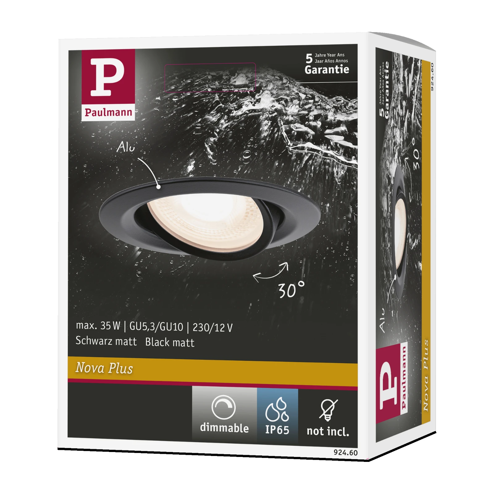 Paulmann LED-inbouwspot Nova Plus 35W zwart O93mm 1-spot