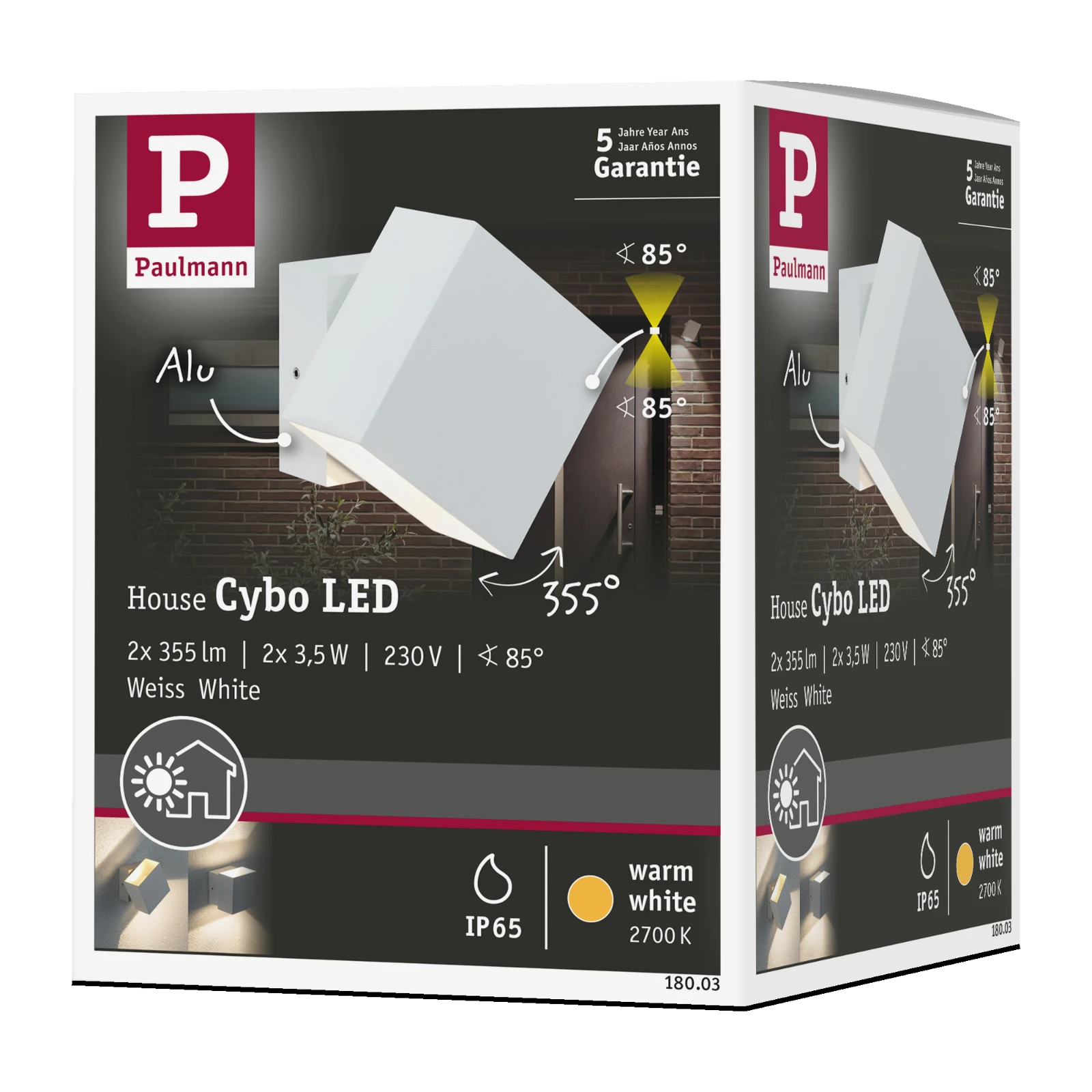Paulmann Outdoor LED-wandlamp Cybo 100x100mm IP65 3W wit
