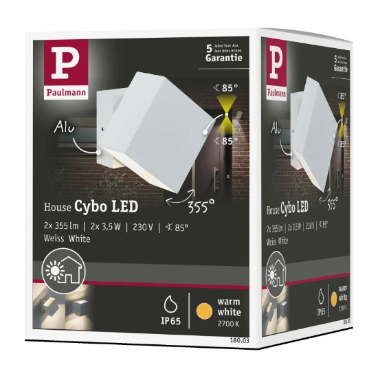 Paulmann Outdoor LED-wandlamp Cybo 100x100mm IP65 3W wit