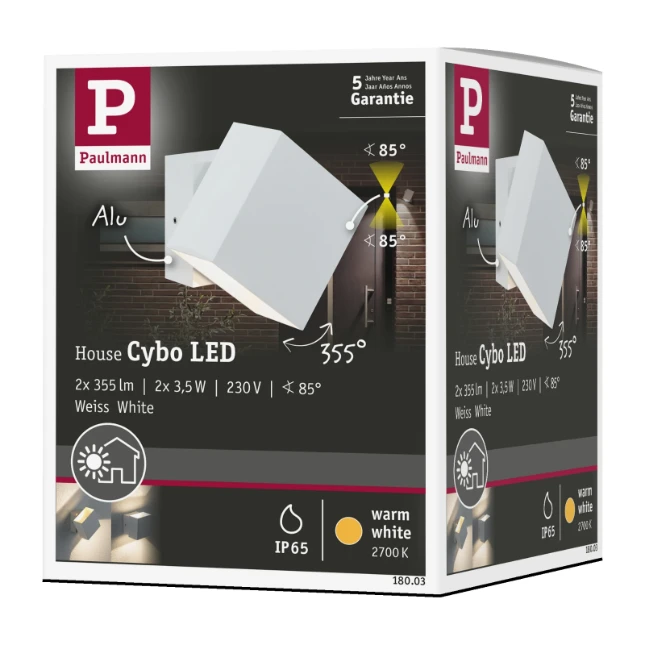 Paulmann Outdoor LED-wandlamp Cybo 100x100mm IP65 3W wit