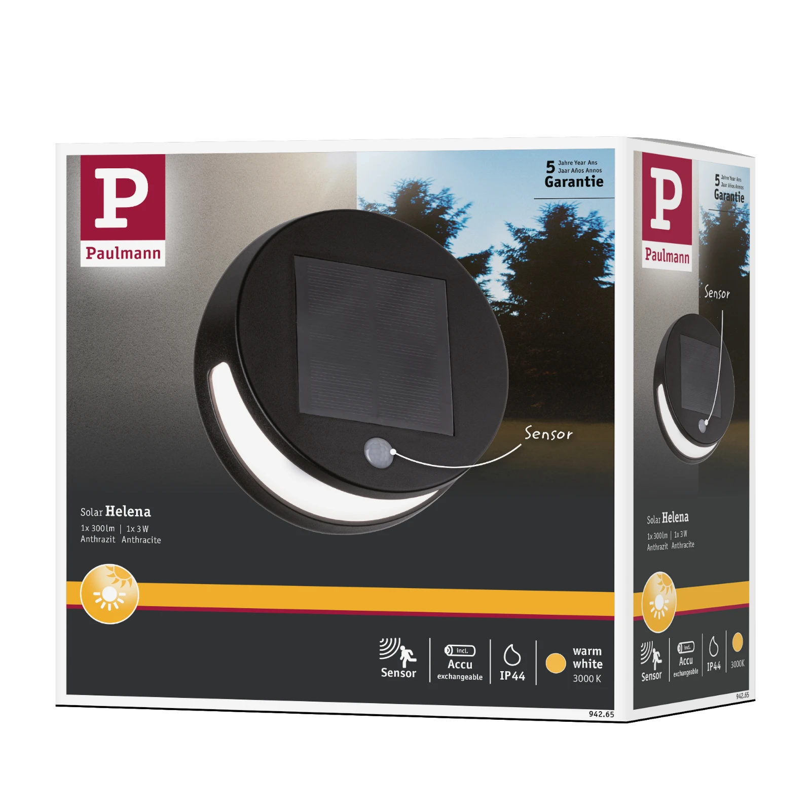 Paulmann Outdoor Solar Buitenwandlamp Helena IP44 met bewegingsmelder