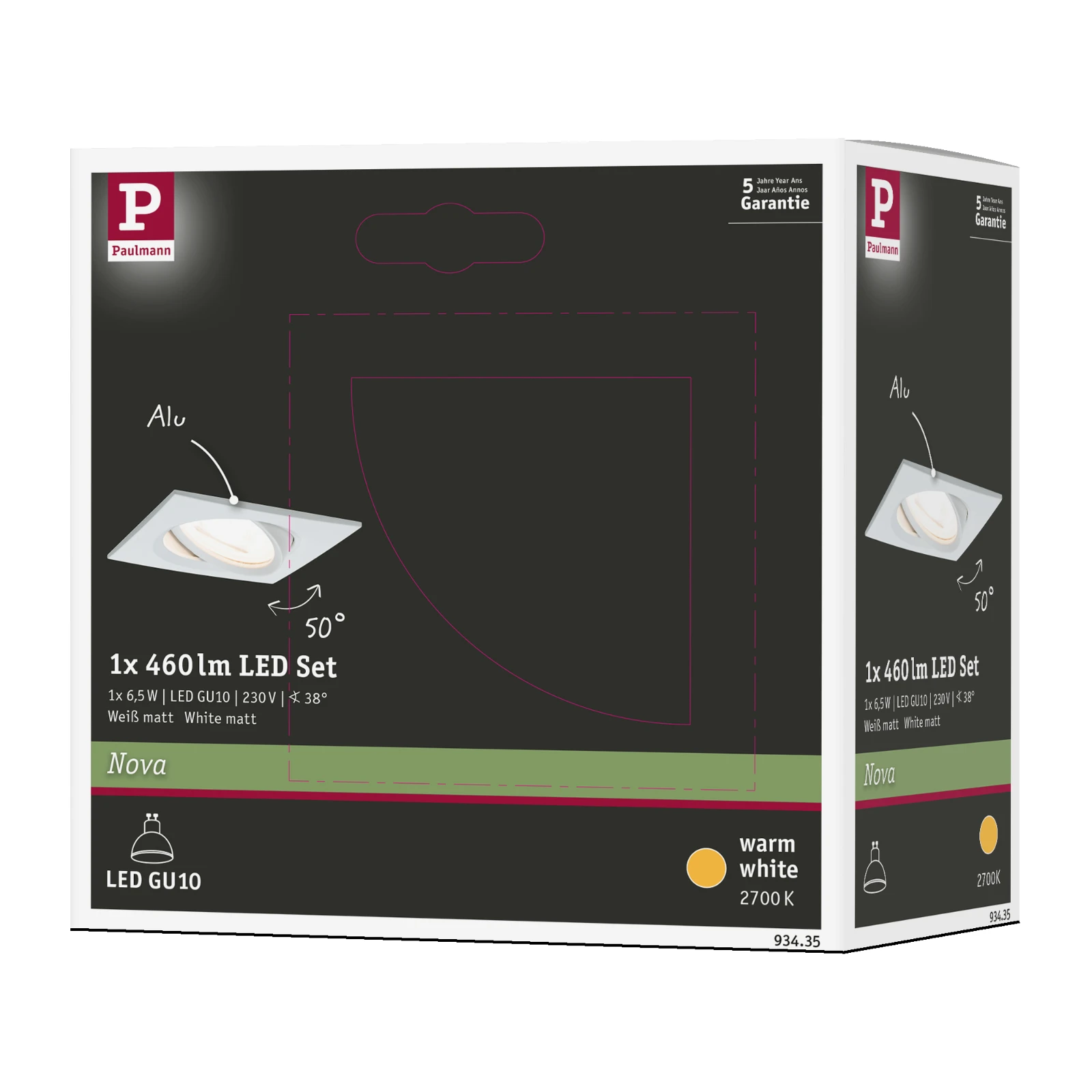 Paulmann LED-inbouwspot Nova 6,5W GU10 wit 84x84mm - 1-spot