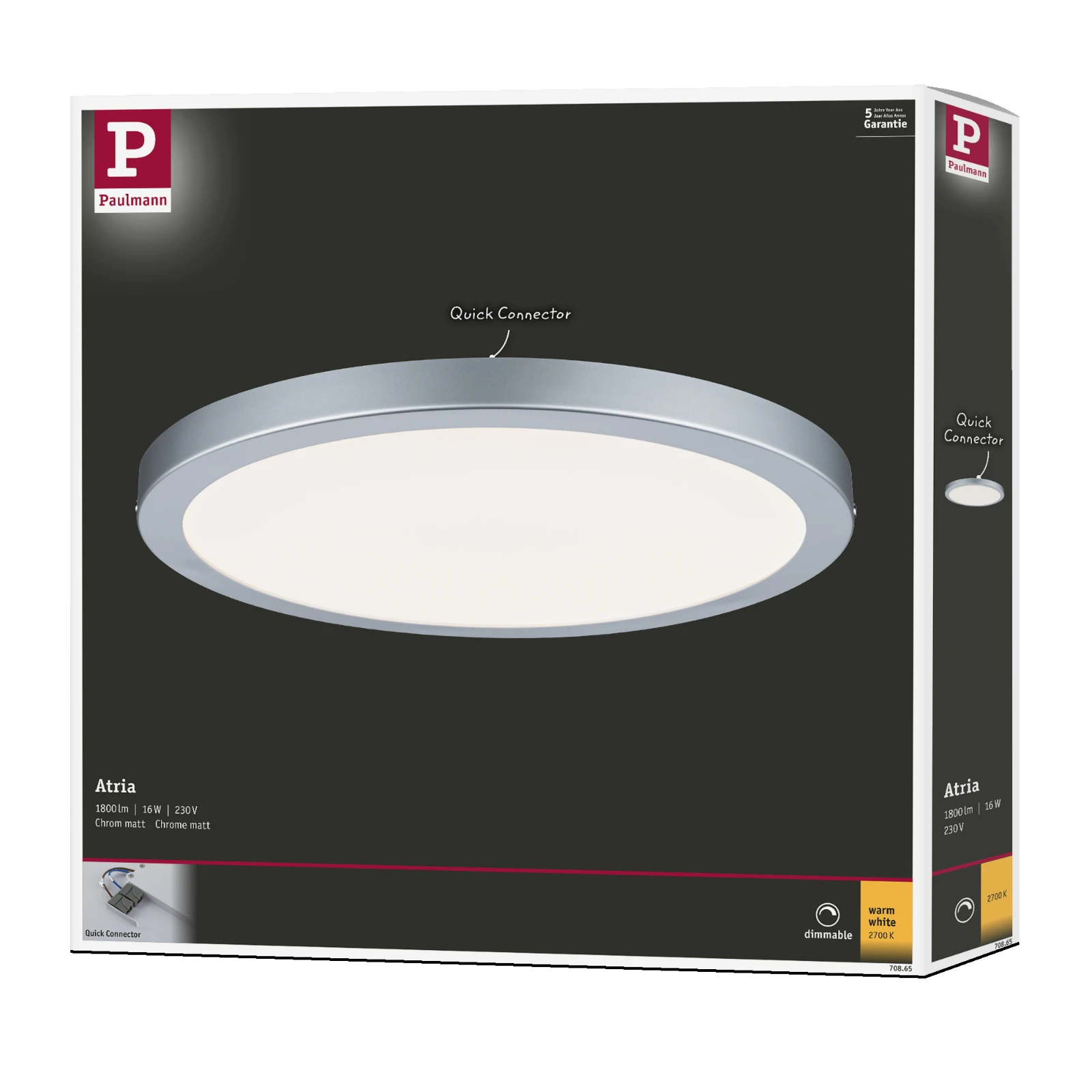 Paulmann LED-paneel Atria O300mm 16W 2700K chroom