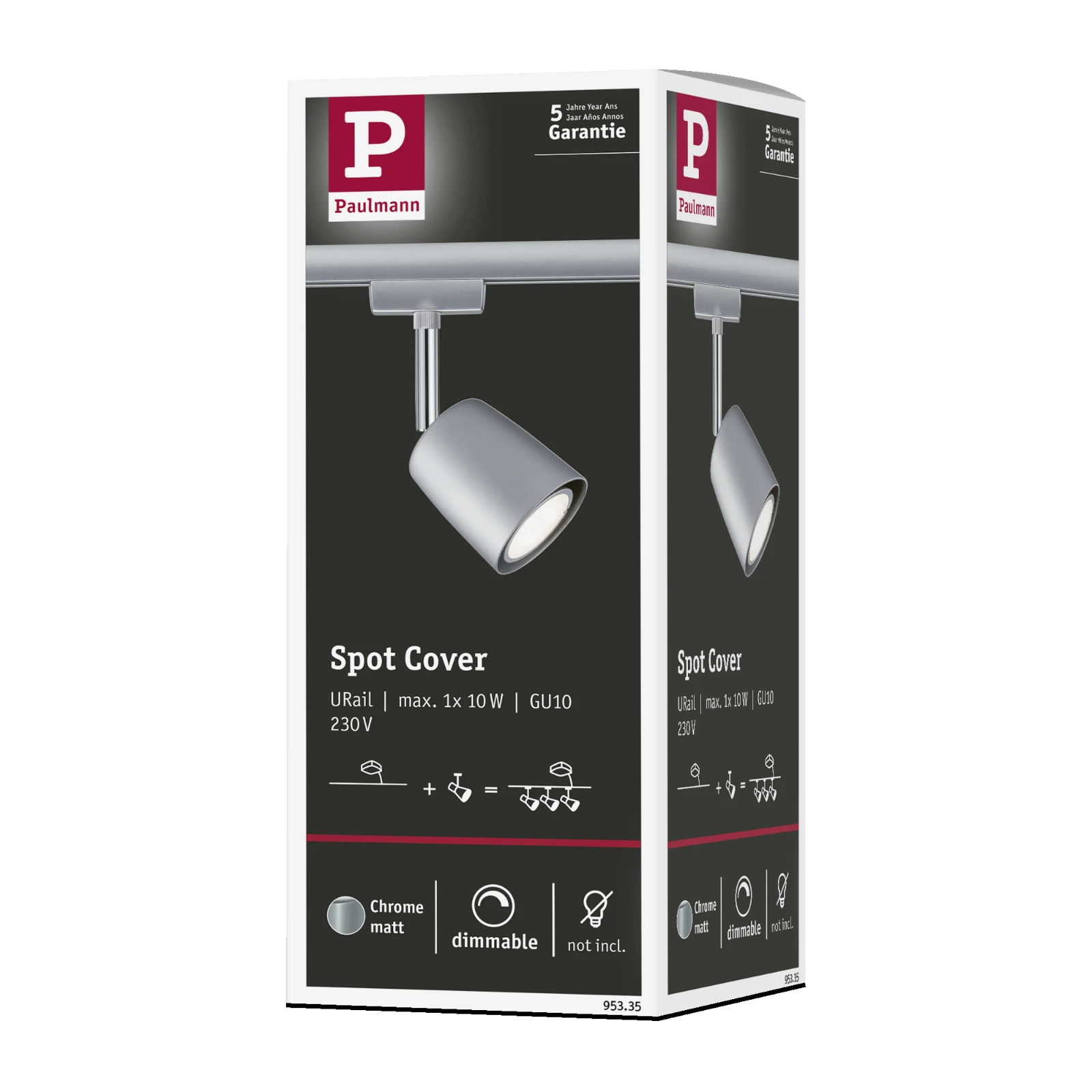 Paulmann URail Spot Cover 10W GU10 dimbaar mat/chroom