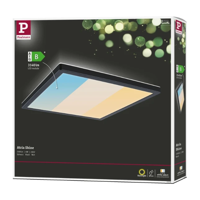 Paulmann LED-paneel Atria Shine vierkant 298x298mm 15,7W zwart