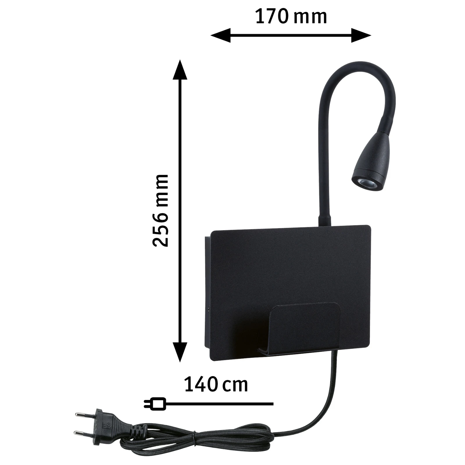 Paulmann LED wandleeslamp Halina USB-C zwart