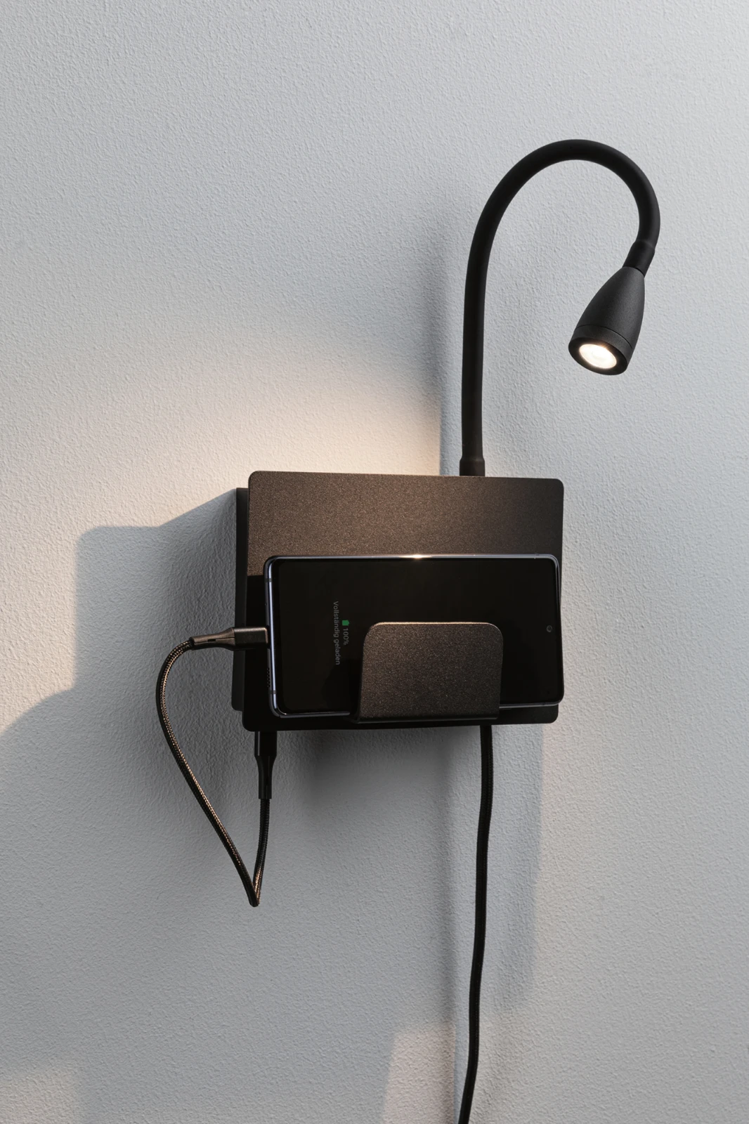 Paulmann LED wandleeslamp Halina USB-C zwart