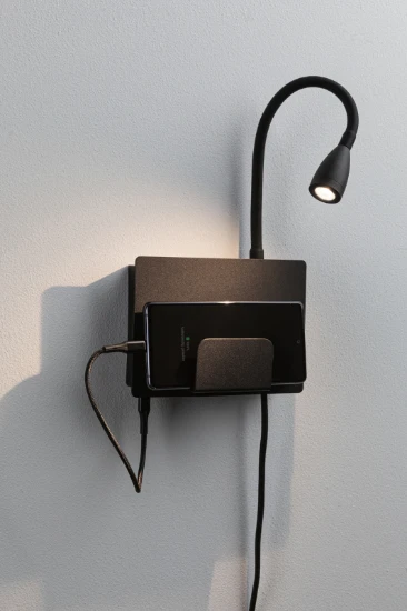 Paulmann LED wandleeslamp Halina USB-C zwart