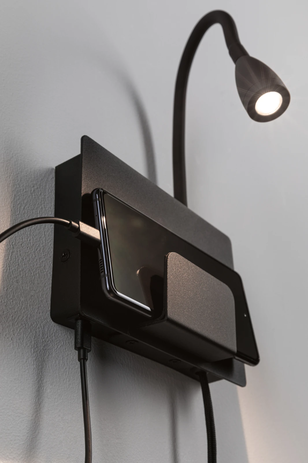 Paulmann LED wandleeslamp Halina USB-C zwart