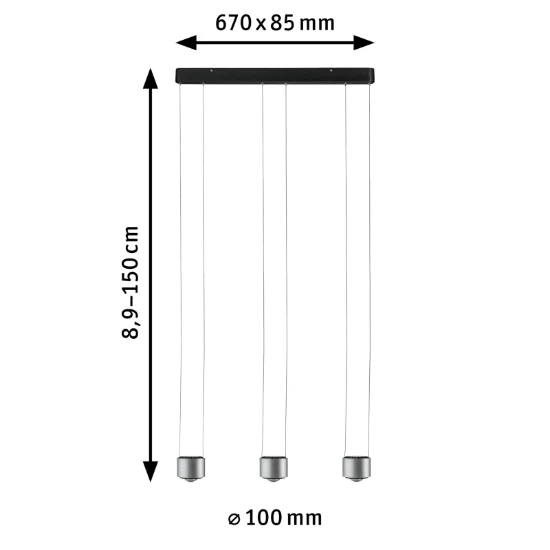 Paulmann LED-hanglamp Aldan 3 x9W aluminium dimbaar