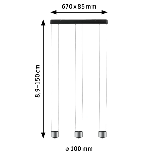 Paulmann LED-hanglamp Aldan 3 x9W aluminium dimbaar