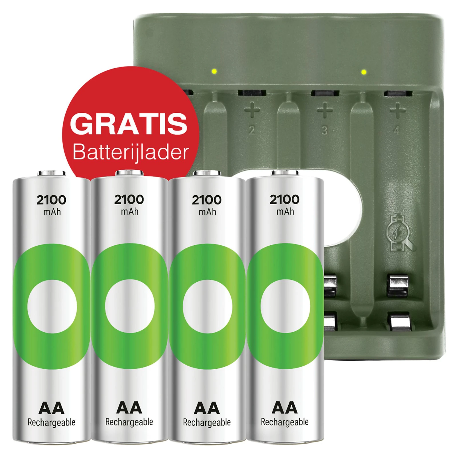GP Oplaadbare AA batterij 2100mAh ReCyko + Gratis Oplader B441