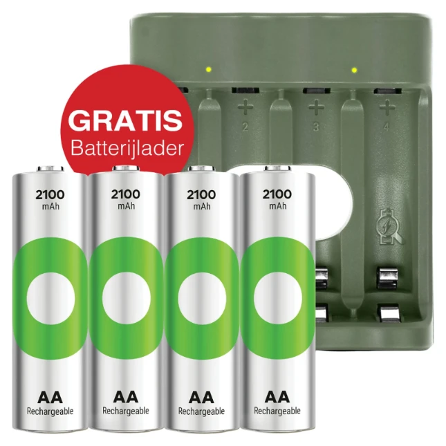GP Oplaadbare AA batterij 2100mAh ReCyko + Gratis Oplader B441