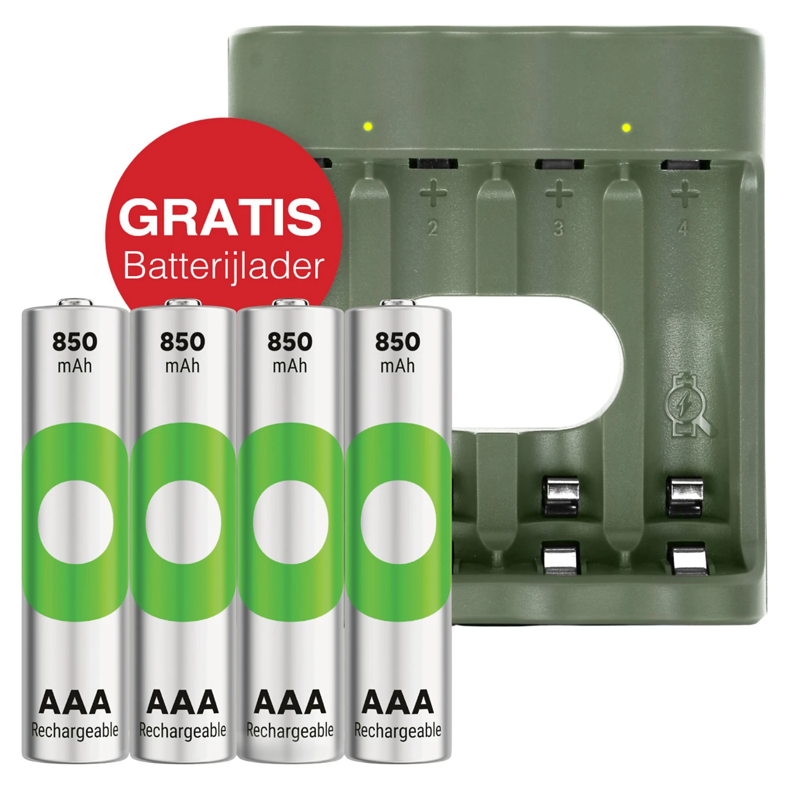 GP Oplaadbare AAA batterij 850mAh ReCyko + Gratis Oplader B441