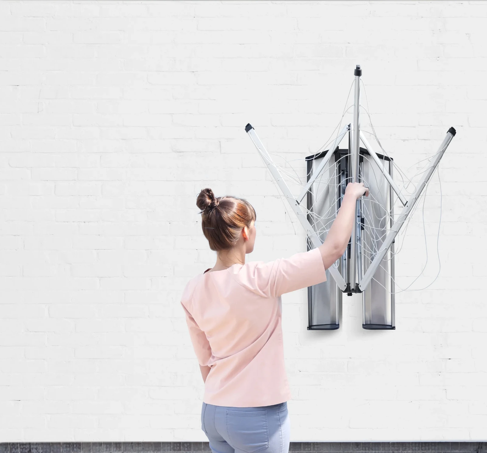 Brabantia Wanddroger WallFix met opbergbox - zilver