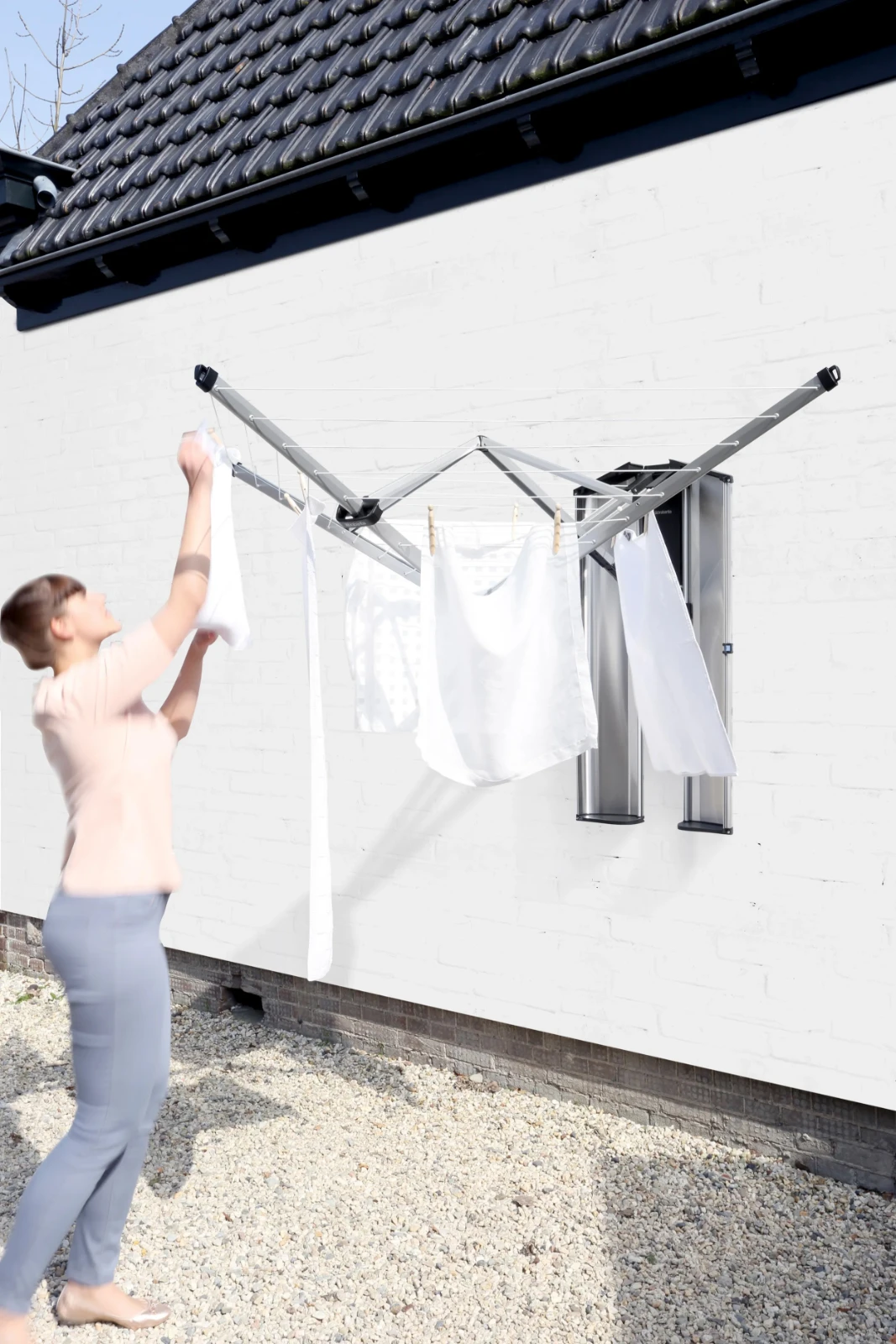 Brabantia Wanddroger WallFix met opbergbox - zilver