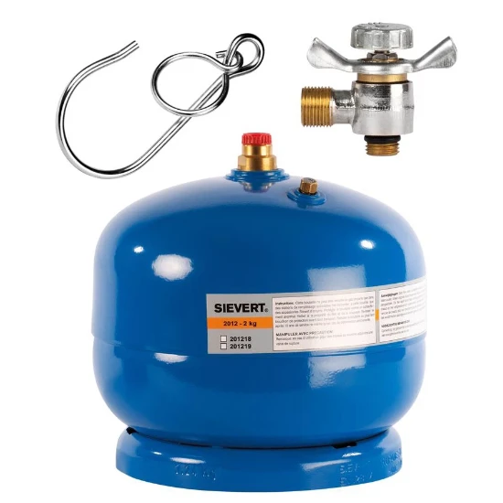 Sievert Gasfles hervulbaar 2kg M14 (gevuld) - met kraan