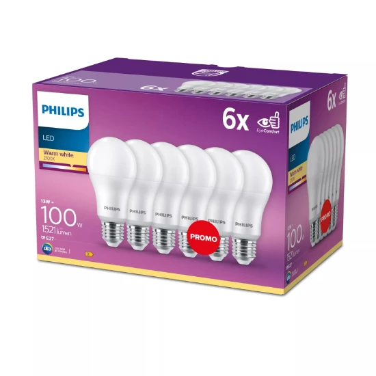 Philips LED Lamp Classic 100W A60 E27 WW FR ND (6 stuks)