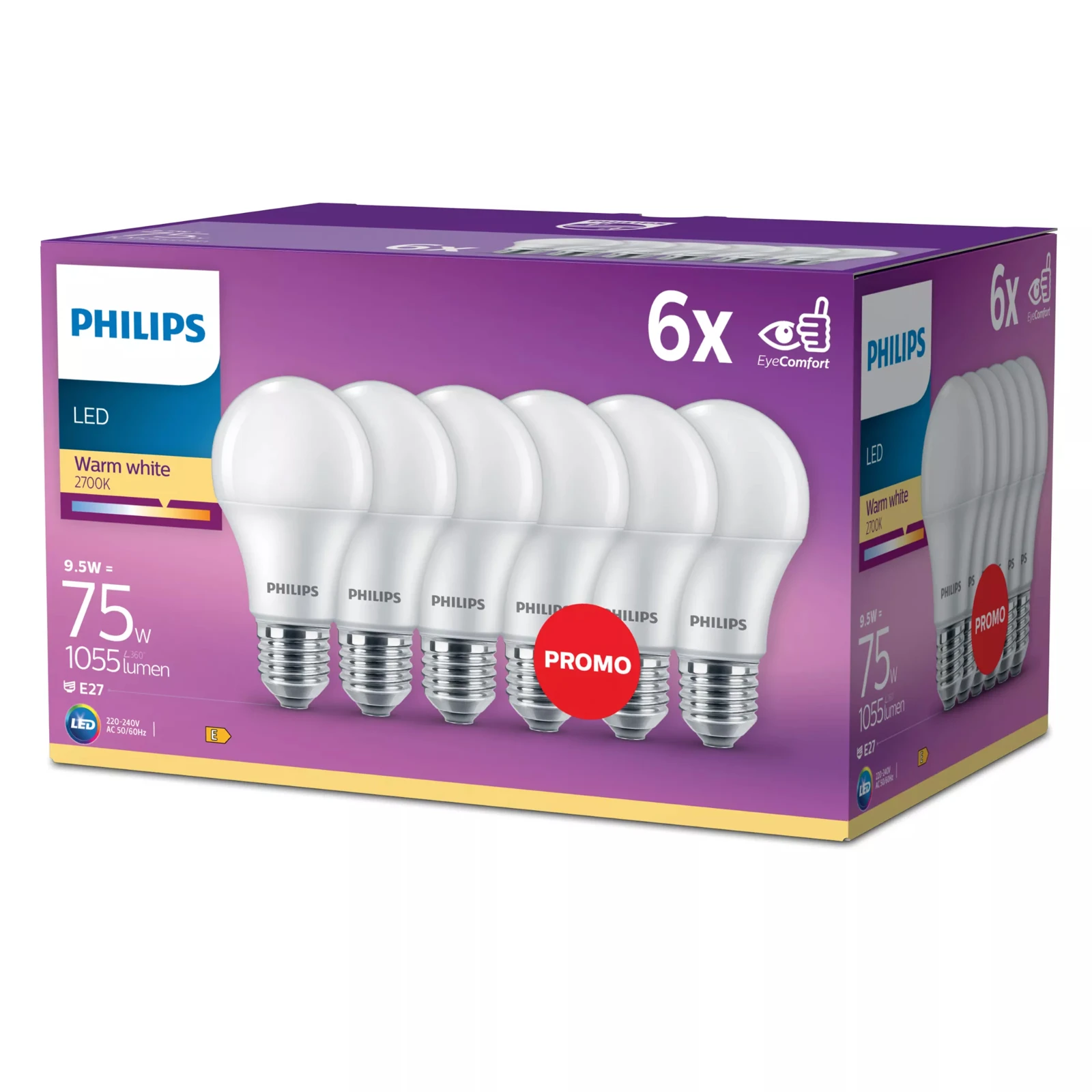Philips LED Lamp Classic 75W A60 E27 WW FR ND (6 stuks)