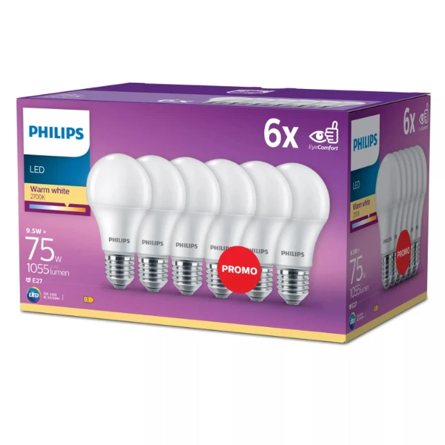Philips LED Lamp Classic 75W A60 E27 WW FR ND (6 stuks)