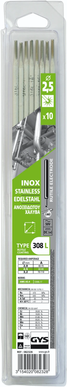 GYS Electrodes inox diam. 2,5mm (x10)