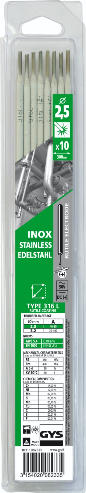 GYS Elektrodes RVS O2,5 mm (10 stuks)