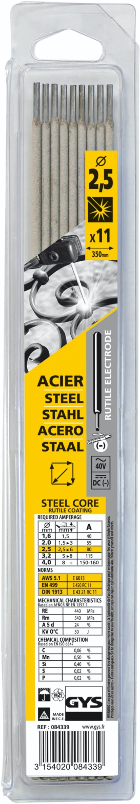 GYS Elektrodes staal O2,5 x 350 mm (11 stuks)